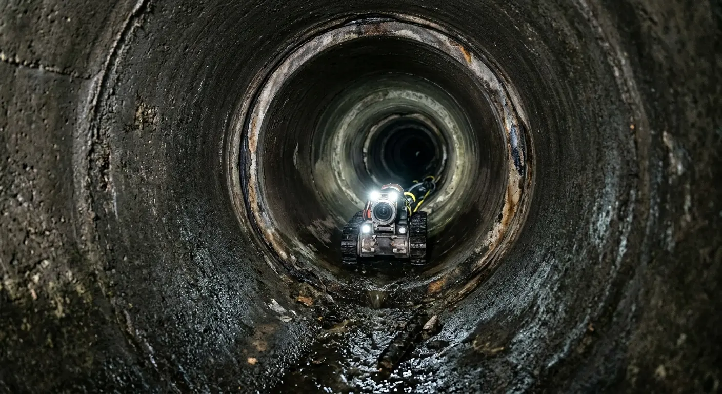 Robotic sewer camera inspecting pipe interior for Sewer Line Repair in Chesapeake Beach